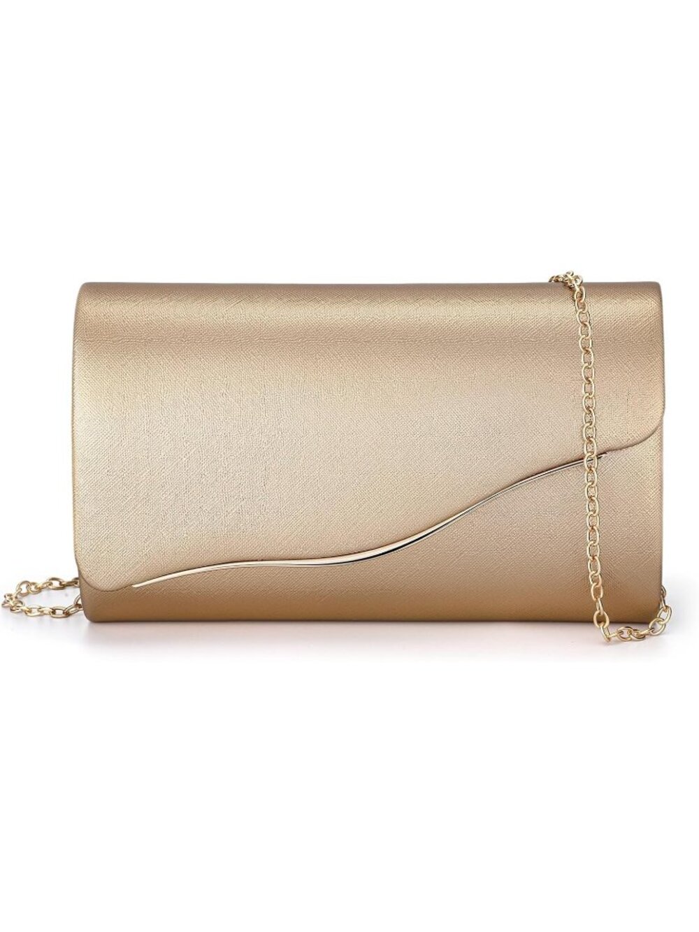 Women's Gold Rose Faux Suede Detachable Chain Strap Magnetic Evening Handbags